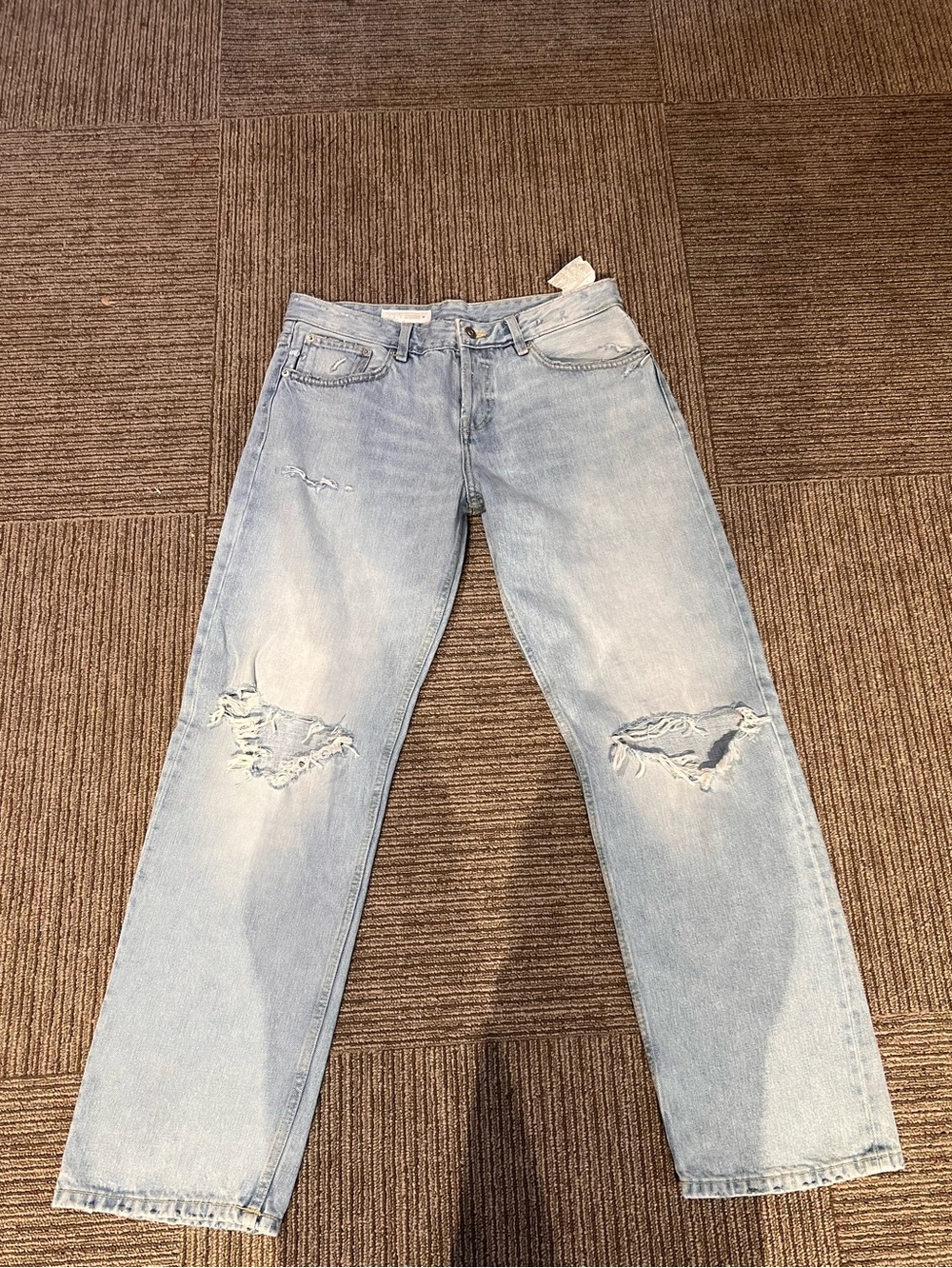 Zara Light Blue Relaxed Distressed Jeans